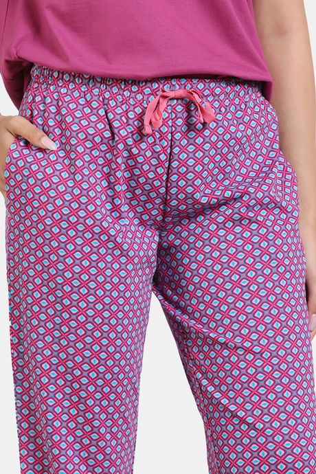 Zivame Desi Drama Knit Cotton Pyjama Set - Begonia Pink — image 6